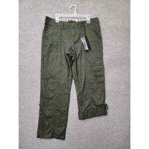 Lee Convertible Cargo Pants Womens 12 Military Green Straight Leg Roll Up NEW
